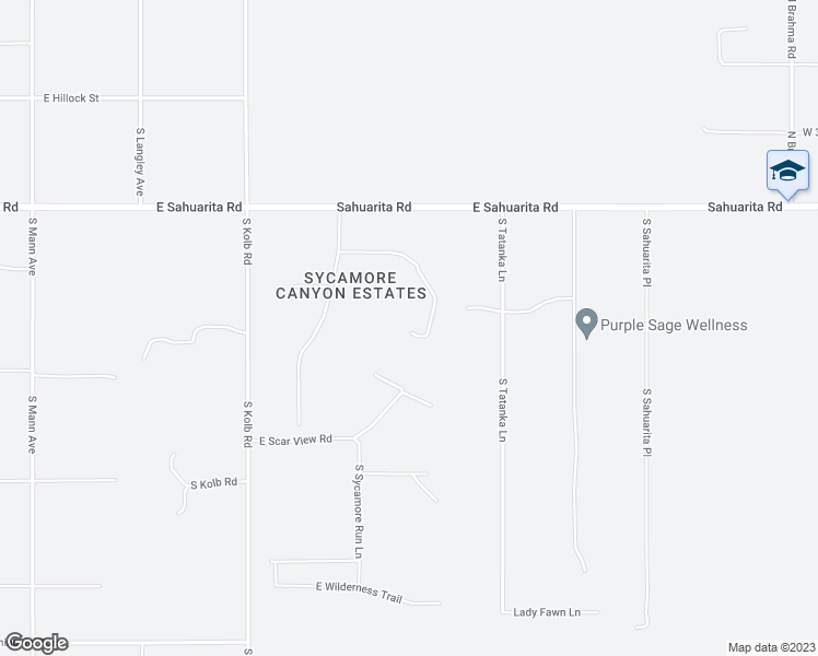 map of restaurants, bars, coffee shops, grocery stores, and more near 7414 East Glacier Park Court in Sahuarita