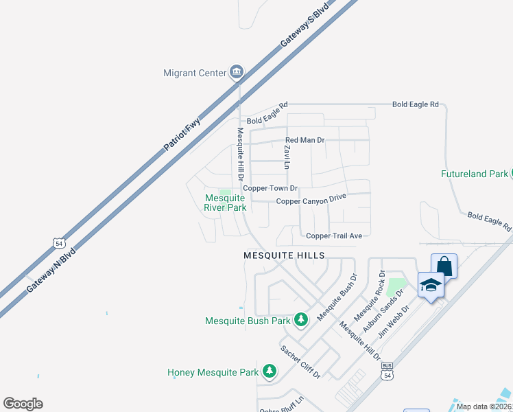 map of restaurants, bars, coffee shops, grocery stores, and more near 12053 Copper Head Lane in El Paso