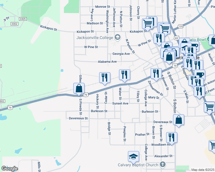 map of restaurants, bars, coffee shops, grocery stores, and more near 926 Larissa West in Jacksonville