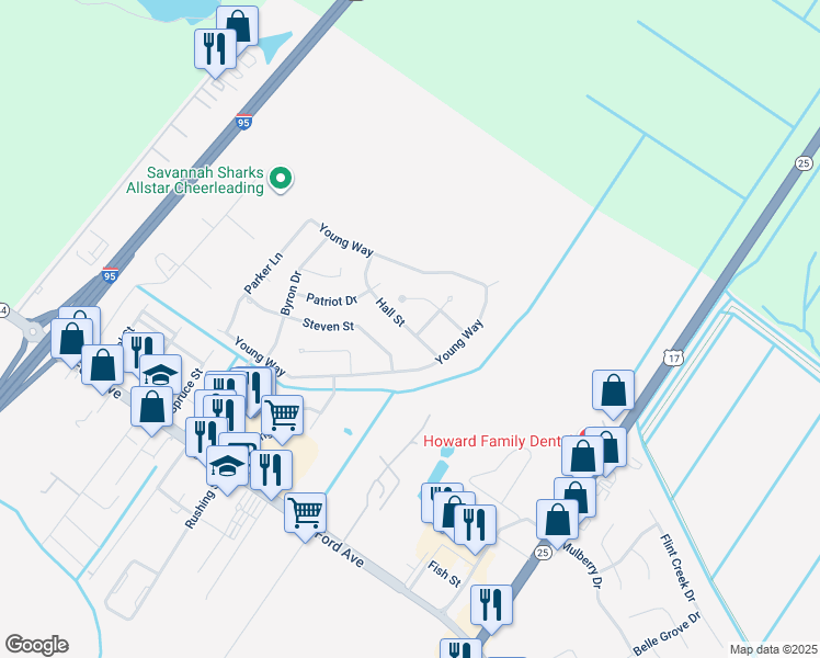map of restaurants, bars, coffee shops, grocery stores, and more near 84 Hall Street in Richmond Hill