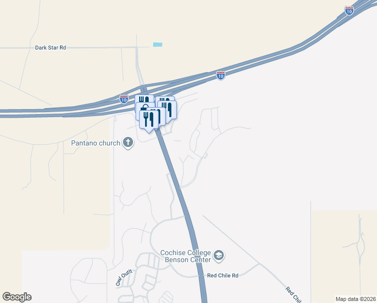 map of restaurants, bars, coffee shops, grocery stores, and more near 1915 Casa Del Rio Drive in Benson