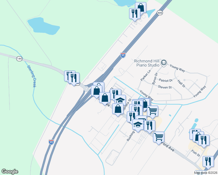 map of restaurants, bars, coffee shops, grocery stores, and more near 101 Thunderbird Drive in Richmond Hill