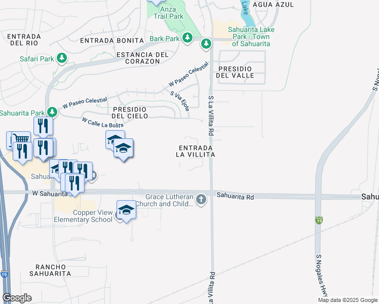 map of restaurants, bars, coffee shops, grocery stores, and more near 17 East Placita Vista Alegre in Sahuarita