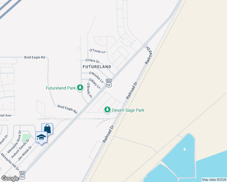 map of restaurants, bars, coffee shops, grocery stores, and more near 12001-12399 Railroad Drive in El Paso