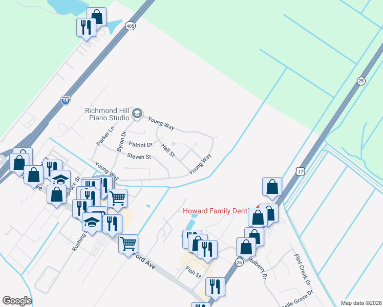 map of restaurants, bars, coffee shops, grocery stores, and more near 62 Edie Court in Richmond Hill