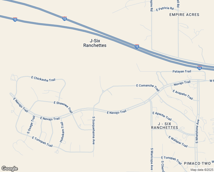 map of restaurants, bars, coffee shops, grocery stores, and more near 24805 East Comanche Trail in Benson