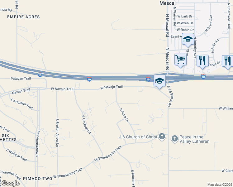 map of restaurants, bars, coffee shops, grocery stores, and more near 3300 West Mayo Place in Benson