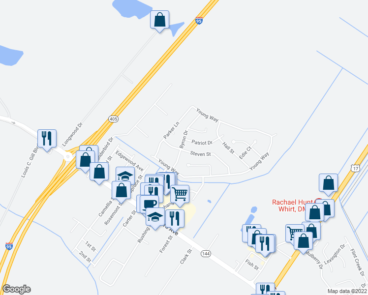 map of restaurants, bars, coffee shops, grocery stores, and more near 174 Steven Street in Richmond Hill