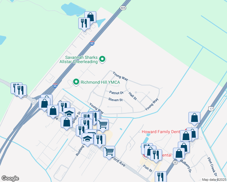 map of restaurants, bars, coffee shops, grocery stores, and more near 33 Patriot Drive in Richmond Hill