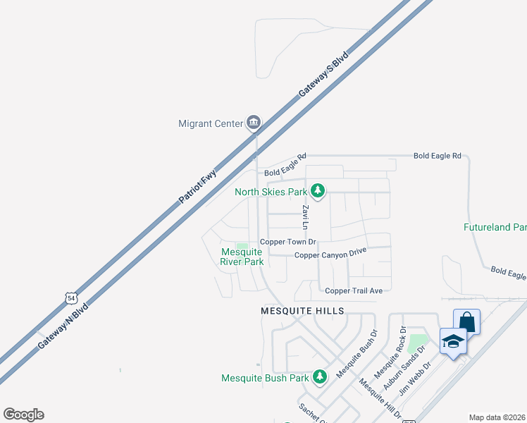 map of restaurants, bars, coffee shops, grocery stores, and more near 12145 Copper Valley Lane in El Paso