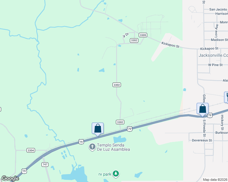map of restaurants, bars, coffee shops, grocery stores, and more near 3302 Circle Drive in Rusk