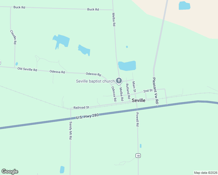 map of restaurants, bars, coffee shops, grocery stores, and more near 159 Odessa Road in Pitts