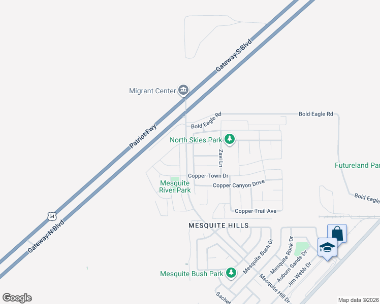 map of restaurants, bars, coffee shops, grocery stores, and more near 12145 Copper Valley Lane in El Paso