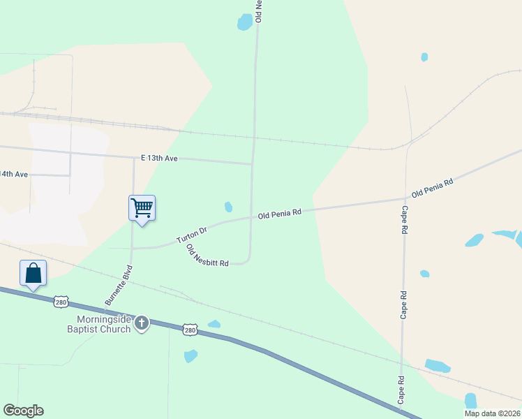 map of restaurants, bars, coffee shops, grocery stores, and more near 3417 Old Penia Road in Cordele