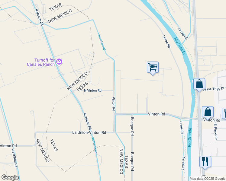 map of restaurants, bars, coffee shops, grocery stores, and more near Vinton Road in Anthony