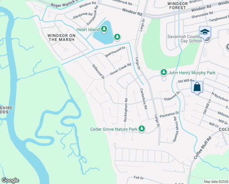 map of restaurants, bars, coffee shops, grocery stores, and more near 22 Oxford Court in Savannah
