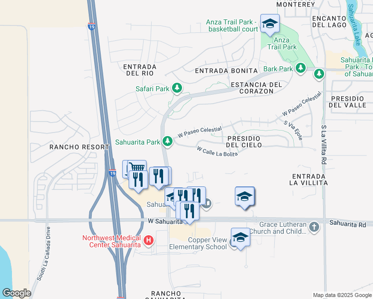 map of restaurants, bars, coffee shops, grocery stores, and more near 780 West Calle La Bolita in Sahuarita