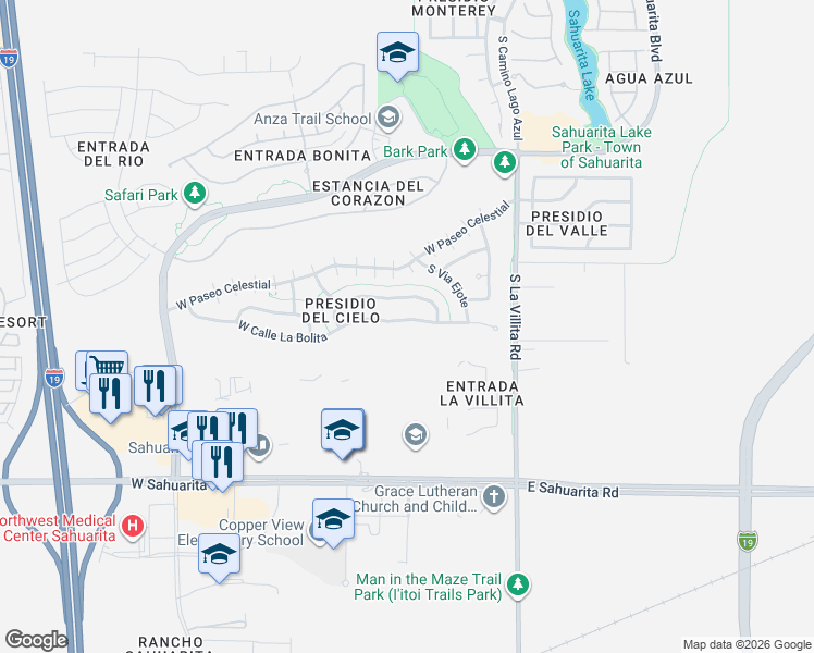 map of restaurants, bars, coffee shops, grocery stores, and more near 235 West Calle La Bolita in Sahuarita