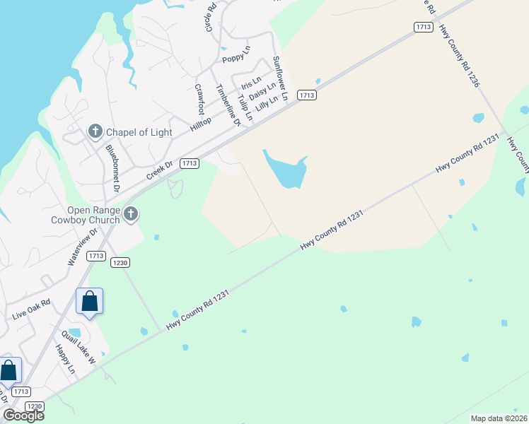 map of restaurants, bars, coffee shops, grocery stores, and more near 205 Star Ranch Drive in Whitney