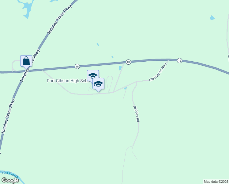 map of restaurants, bars, coffee shops, grocery stores, and more near 159 Old Highway 18 No 1 in Port Gibson
