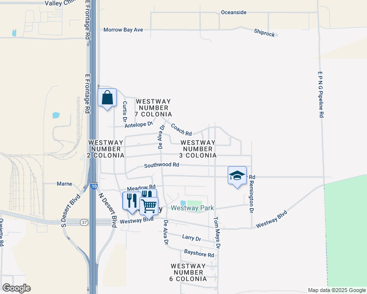 map of restaurants, bars, coffee shops, grocery stores, and more near 1202 Lakewood Road in Canutillo