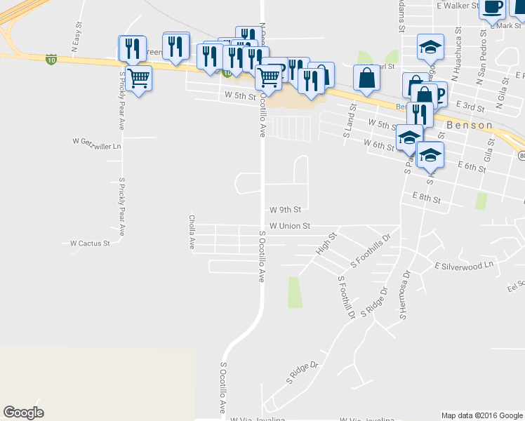 map of restaurants, bars, coffee shops, grocery stores, and more near in Benson