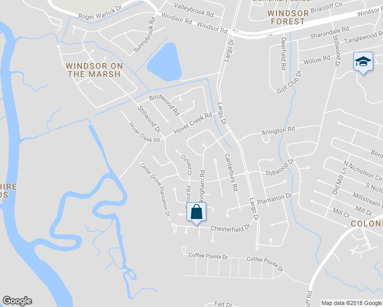 map of restaurants, bars, coffee shops, grocery stores, and more near 40 Canterbury Circle in Savannah