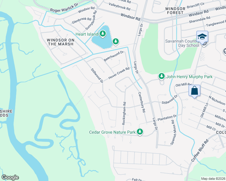 map of restaurants, bars, coffee shops, grocery stores, and more near 22 Oxford Court in Savannah