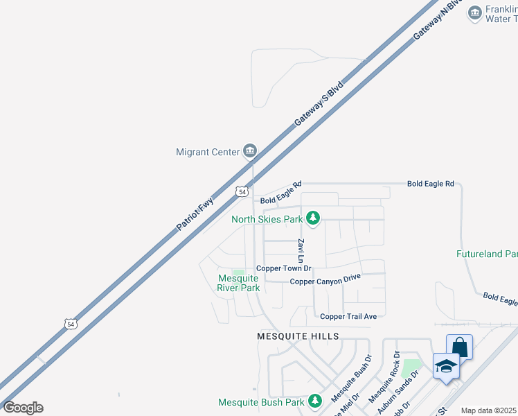 map of restaurants, bars, coffee shops, grocery stores, and more near 12193 Copper Valley Lane in El Paso