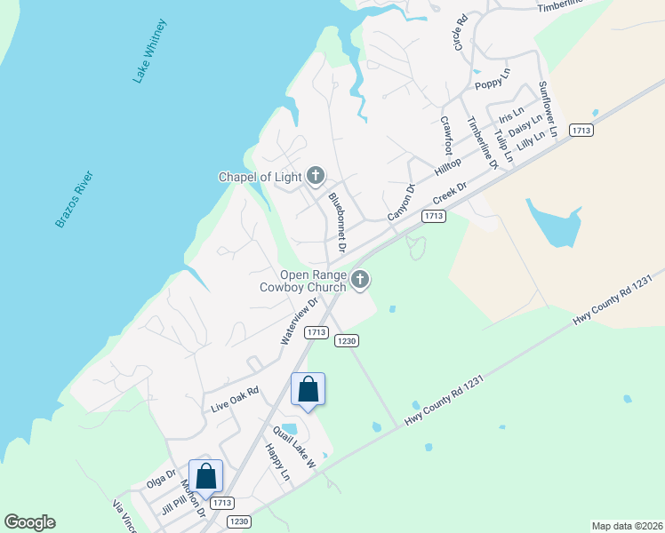 map of restaurants, bars, coffee shops, grocery stores, and more near 102 Creek Drive in Whitney