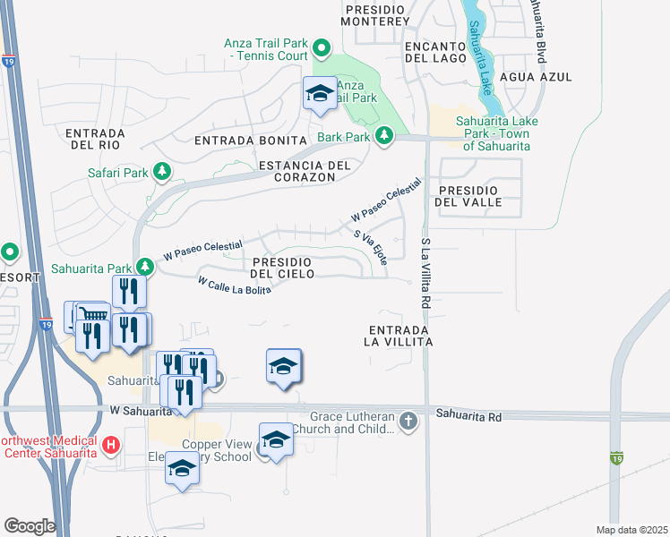 map of restaurants, bars, coffee shops, grocery stores, and more near 260 West Calle La Bolita in Sahuarita