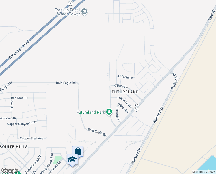 map of restaurants, bars, coffee shops, grocery stores, and more near 12313 O'Donnell Street in El Paso