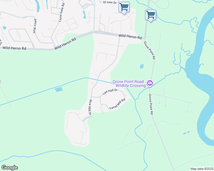 map of restaurants, bars, coffee shops, grocery stores, and more near 20 Lee Hall Drive in Savannah