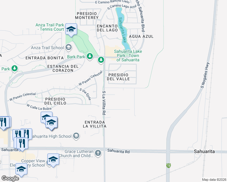 map of restaurants, bars, coffee shops, grocery stores, and more near 200 East Castillo Drive in Sahuarita
