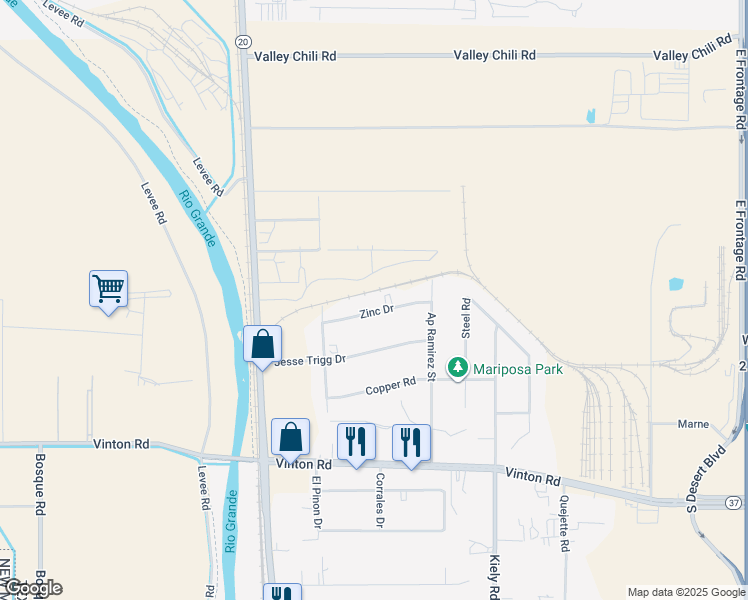 map of restaurants, bars, coffee shops, grocery stores, and more near 237 Zinc Dr in Vinton