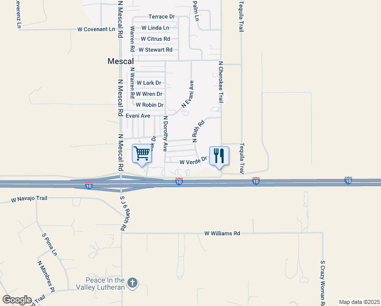 map of restaurants, bars, coffee shops, grocery stores, and more near 96 North Ruth Road in Benson