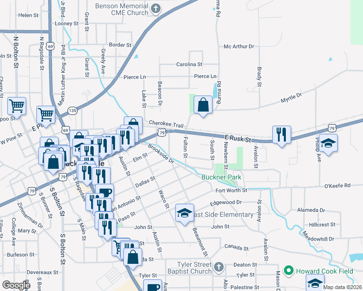 map of restaurants, bars, coffee shops, grocery stores, and more near 131 Fulton Street in Jacksonville