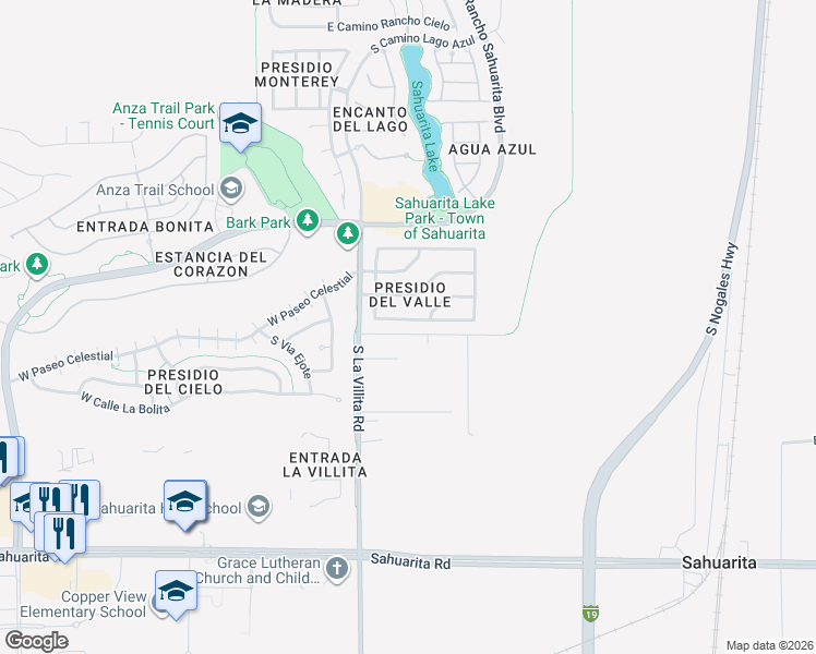 map of restaurants, bars, coffee shops, grocery stores, and more near 200 East Castillo Drive in Sahuarita