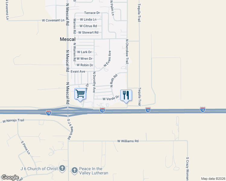 map of restaurants, bars, coffee shops, grocery stores, and more near 96 North Ruth Road in Benson