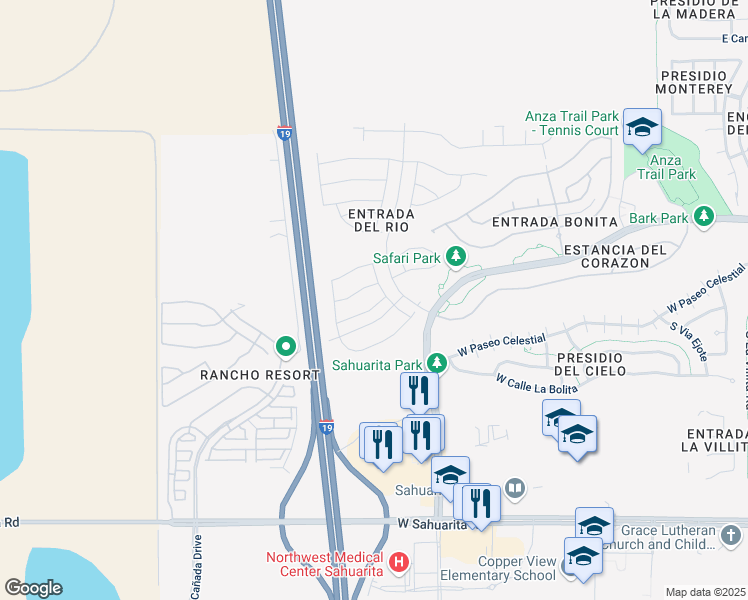 map of restaurants, bars, coffee shops, grocery stores, and more near 944 West Calle Tronco Seco in Sahuarita