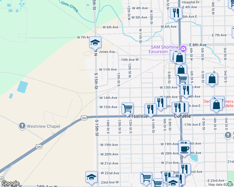 map of restaurants, bars, coffee shops, grocery stores, and more near 705 West 13th Avenue in Cordele