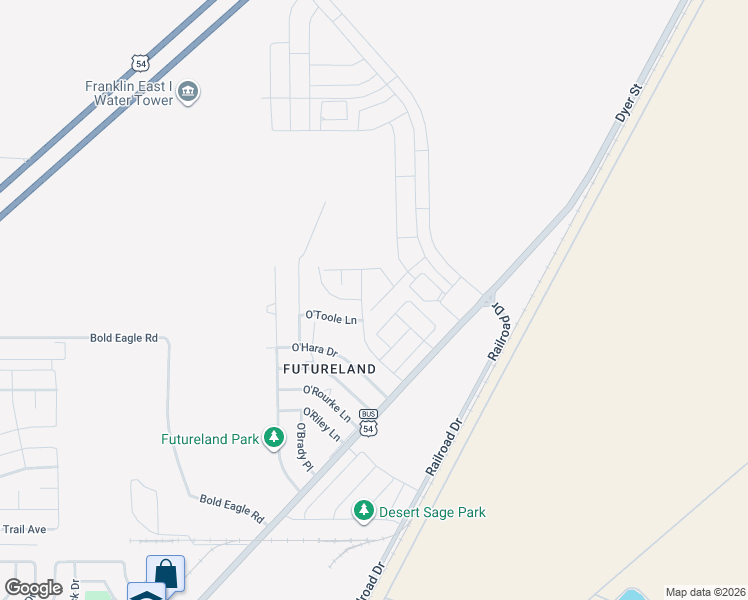 map of restaurants, bars, coffee shops, grocery stores, and more near 12401 Omalley Drive in El Paso