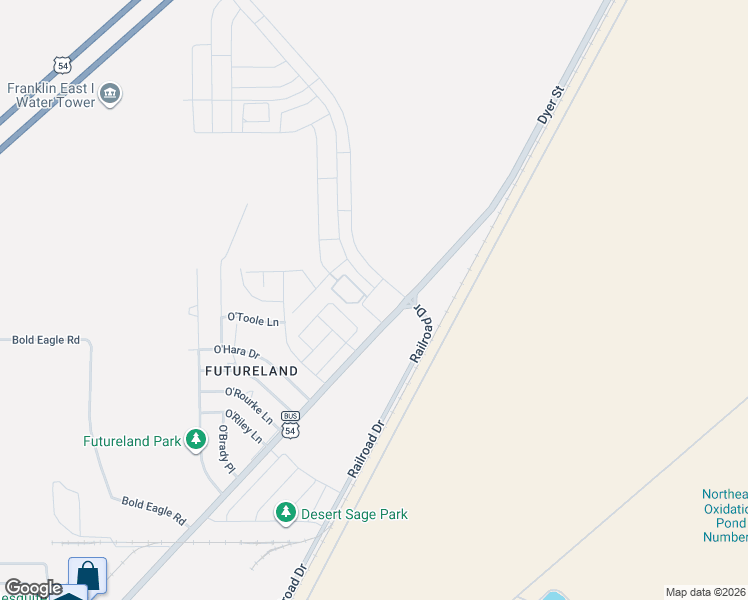 map of restaurants, bars, coffee shops, grocery stores, and more near 12389-12399 Dyer Street in El Paso