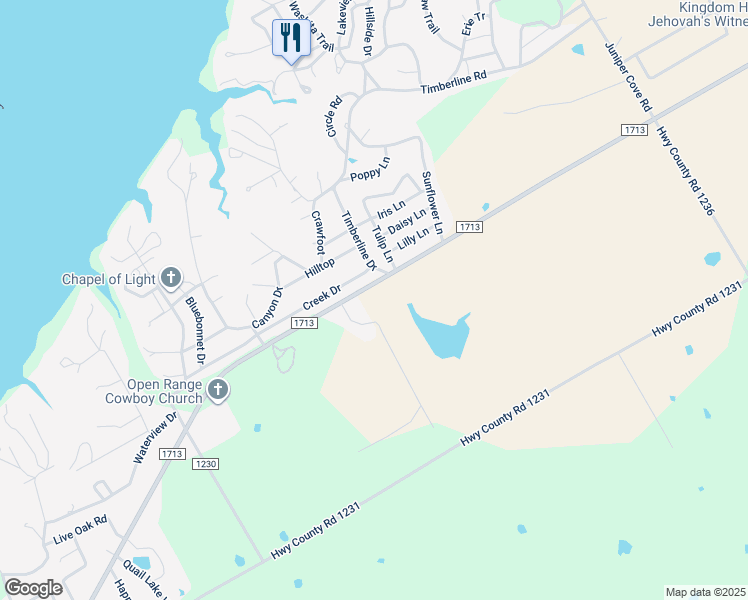 map of restaurants, bars, coffee shops, grocery stores, and more near 230 Star Ranch Drive in Whitney