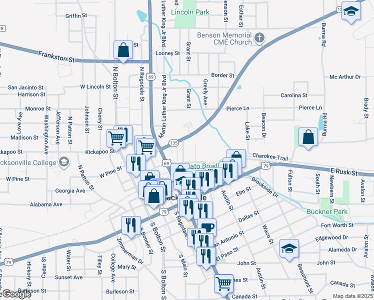 map of restaurants, bars, coffee shops, grocery stores, and more near 428 E Cherokee St in Jacksonville