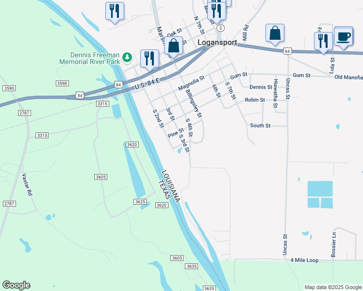 map of restaurants, bars, coffee shops, grocery stores, and more near 300-398 Ash Street in Logansport