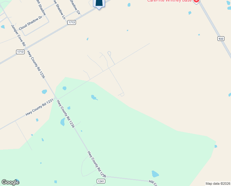 map of restaurants, bars, coffee shops, grocery stores, and more near 604 Highway County Road 1231 in Whitney