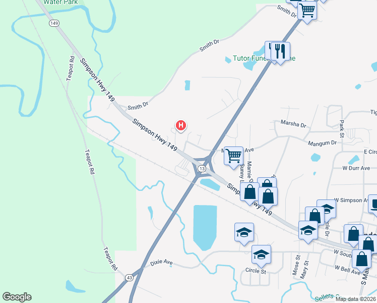 map of restaurants, bars, coffee shops, grocery stores, and more near 925 Mangum Avenue in Mendenhall
