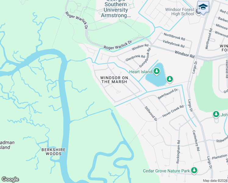 map of restaurants, bars, coffee shops, grocery stores, and more near 12 Burnt Tree Circle in Savannah