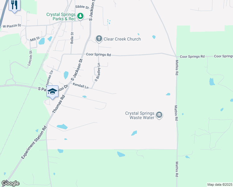 map of restaurants, bars, coffee shops, grocery stores, and more near 137 Jordan Street in Crystal Springs